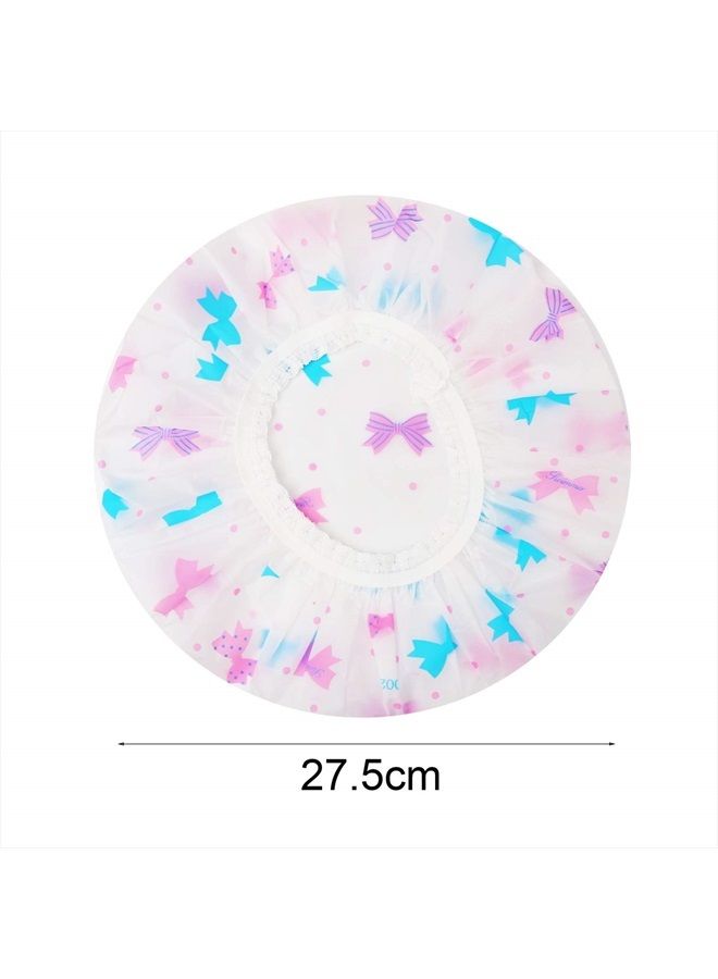 Pengxiaomei Shower Caps, 3 Pcs Waterproof Bath Caps Plastic Reusable Shower Caps Elastic Band Bath Hair Hat for Women Ladies Spa Salon - Image 3
