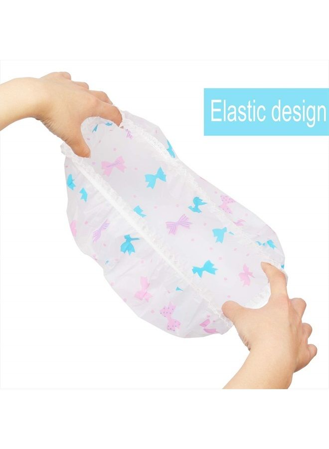Pengxiaomei Shower Caps, 3 Pcs Waterproof Bath Caps Plastic Reusable Shower Caps Elastic Band Bath Hair Hat for Women Ladies Spa Salon - Image 4