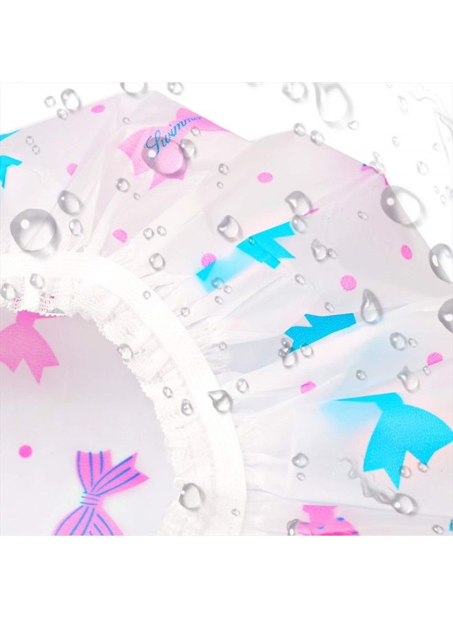 Pengxiaomei Shower Caps, 3 Pcs Waterproof Bath Caps Plastic Reusable Shower Caps Elastic Band Bath Hair Hat for Women Ladies Spa Salon - Image 2