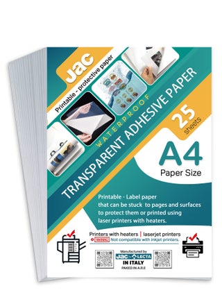 25 sheets of A4 size transparent, self-adhesive, printable sticker that can be stuck to pages and surfaces to protect them, and for resin work or printing on it with laser printers and printers equipped with heaters - pzsku/Z2E52AEFFE1D00BF381EEZ/45/_/1740655716/db0e1632-8211-4533-97e4-c6ae796396c1