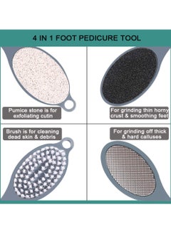 KHAJUL Foot File Callus Remover, Multi Purpose Feet Pedicure Tools with Foot Scrubber, 4 in 1 Pumice Stone, Foot Rasp and Sand Paper for Home (Grey)  - Image 3