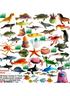 Applicable To Simulation Soft Rubber Static Marine Animal Model Children's Cognitive Toy Puffer Dolphin Shark Tropical Fish Big-Color:Complete 53 + [package Delivery] [flexible Glue]]