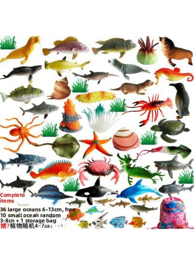 Generic - Applicable To Simulation Soft Rubber Static Marine Animal Model Children's Cognitive Toy Puffer Dolphin Shark Tropical Fish Big-Color:Complete 53 + [package Delivery] [flexible Glue]] - Image 1