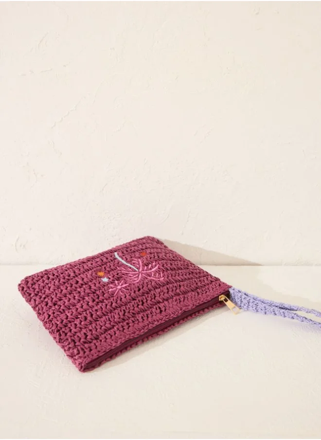women'secret Small purple print raffia vanity case