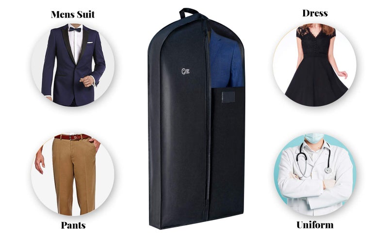 SAY HO UM Luxury Storage Garment Bag for Men Suit, Long Women Dress, Tuxedo, Uniform | 47 Inch + 5 Inch Side Gusset | Hanging, Breathable, Foldable Clothes Cover and Protector  - Image 2