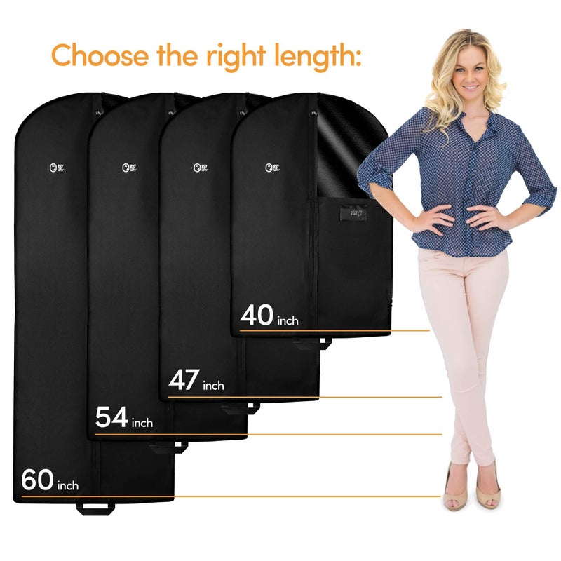 SAY HO UM Luxury Storage Garment Bag for Men Suit, Long Women Dress, Tuxedo, Uniform | 47 Inch + 5 Inch Side Gusset | Hanging, Breathable, Foldable Clothes Cover and Protector  - Image 3
