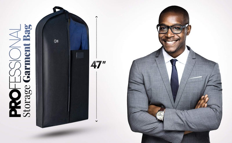 SAY HO UM Luxury Storage Garment Bag for Men Suit, Long Women Dress, Tuxedo, Uniform | 47 Inch + 5 Inch Side Gusset | Hanging, Breathable, Foldable Clothes Cover and Protector  - Image 5