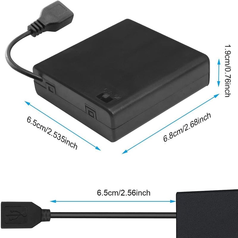SWIUKPHE حامل بطاريات AA مزود بمفتاح USB، 4 وحدات من المقابس الأنثوية USB بجهد 6V، حامل صندوق البطاريات مع مفتاح تشغيل/إيقاف لسيارات الرياضة الإلكترونية وأضواء LED (4 بطاريات بجهد 1.5V لكل منها) - Image 5