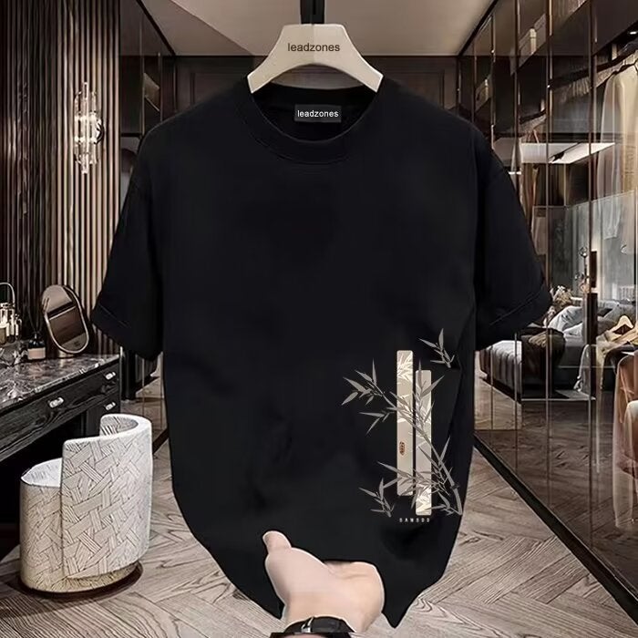 Heavy Short Sleeve T-Shirt Men'S Summer Chinese Style Trendy Printed Half Sleeve Loose Youth Couple Half Sleeve T-Shirt - Image 1