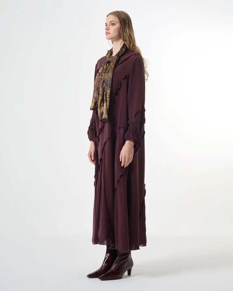 MissWhence  Asymmetrical layered wave detailing big size dress - Brown for Women | Best Price UAE