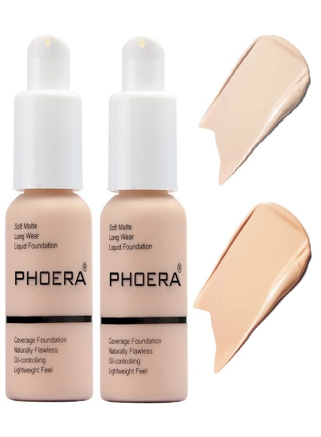nvyue PHOERA Foundation Liquid Concealer Makeup, 2 Pack, 101 Porcelain+102 Nude - Image 1