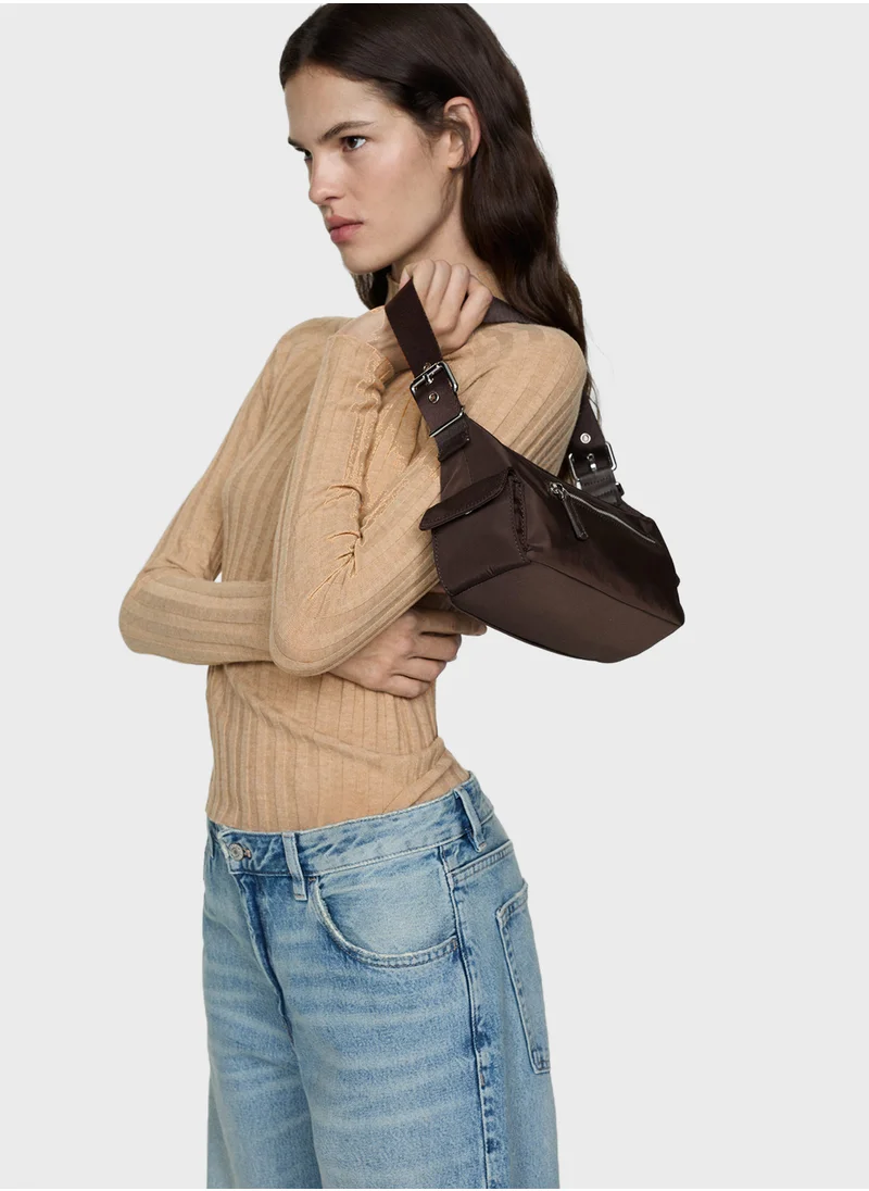 مانجو High Collar Ribbed Knit Sweater