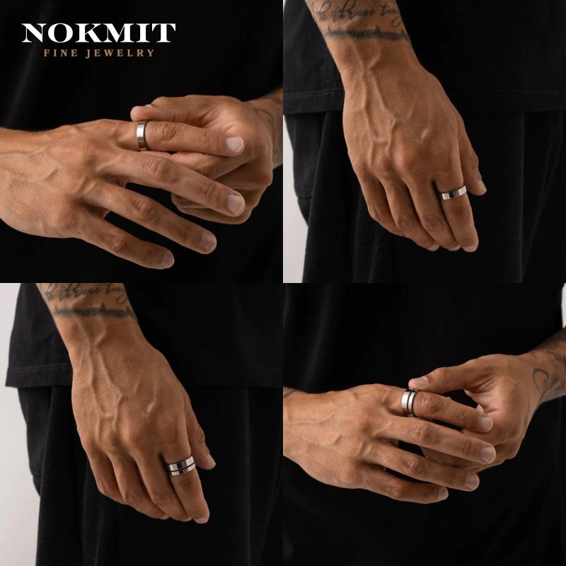 NOKMIT 5mm Wedding Band Rings for Women Dainty 14K White Gold Couple Anniversary Engagement Thumb Ring High Polished Plain Flat Cigar Band Tarnish Resistant Comfort Fit Size 4 to 11 (10) - Image 3