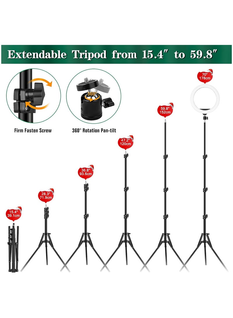 AWH AWH Ring Light with Tripod Stand & Phone Holder - 10 inch Selfie LED Ringlight Dimmable Desktop Lamp 40 Colors RGB Tall Circle Light for Camera Makeup Video YouTube TikTok Live Streaming Zoom Meeting  - Image 2
