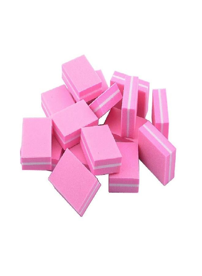 YIMART 20 Pcs Double-sided Mini Nail Buffer Block Colorful Sponge Nail Polish Sanding Buffer Strips Nail File Blocks Manicure Tools (Pink) - Image 1