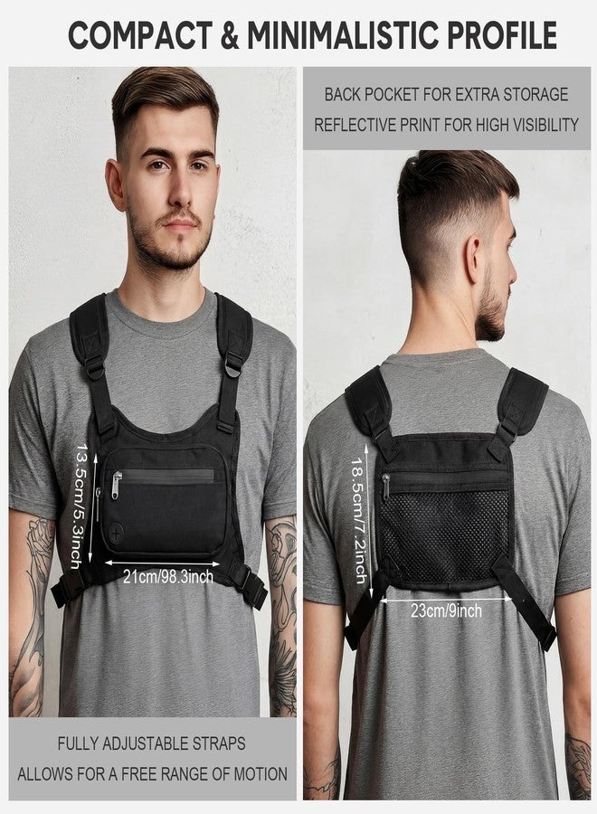Hsei 3 Water Resistant Chest Bag for Men Running Vest for Workouts Running Phone Holder Extra Storage Lightweight Sports Cycling Pack - Image 2