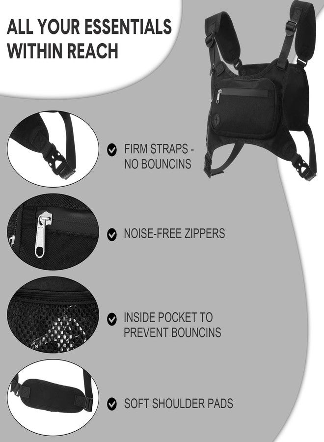 Hsei 3 Water Resistant Chest Bag for Men Running Vest for Workouts Running Phone Holder Extra Storage Lightweight Sports Cycling Pack - Image 3