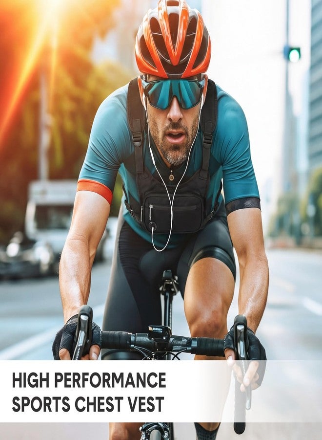 Hsei 3 Water Resistant Chest Bag for Men Running Vest for Workouts Running Phone Holder Extra Storage Lightweight Sports Cycling Pack - Image 4