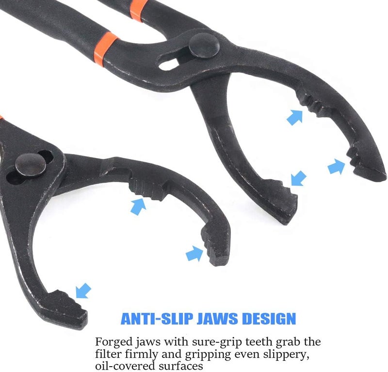 Glarks 2pcs Adjustable Oil Filter Pliers Set - Image 4