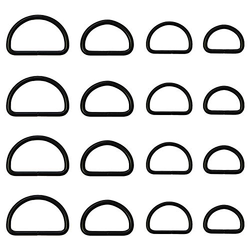 Millennial Essentials Metal D Ring Non Welded D-Rings Electroplated Black Assorted 0.5 Inch, 0.75 Inch, 1 Inch, 1.25 Inch (100 Pack) - Image 1