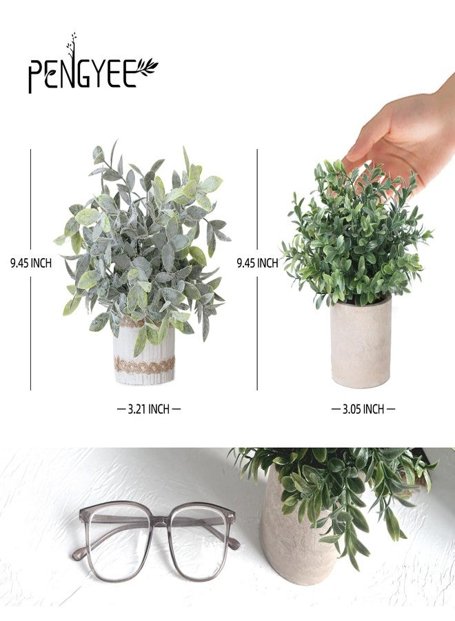 PENGYEE 4 Pack Small Fake Plants in Pulp Pots for Home Decor, Rustic Artificial Plants Indoor, Faux Plants Indoor for Bathroom Kitchen Office Desk Shelf Farmhouse Room Decor - Image 3