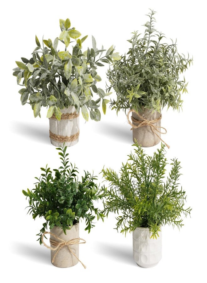 PENGYEE 4 Pack Small Fake Plants in Pulp Pots for Home Decor, Rustic Artificial Plants Indoor, Faux Plants Indoor for Bathroom Kitchen Office Desk Shelf Farmhouse Room Decor - Image 1