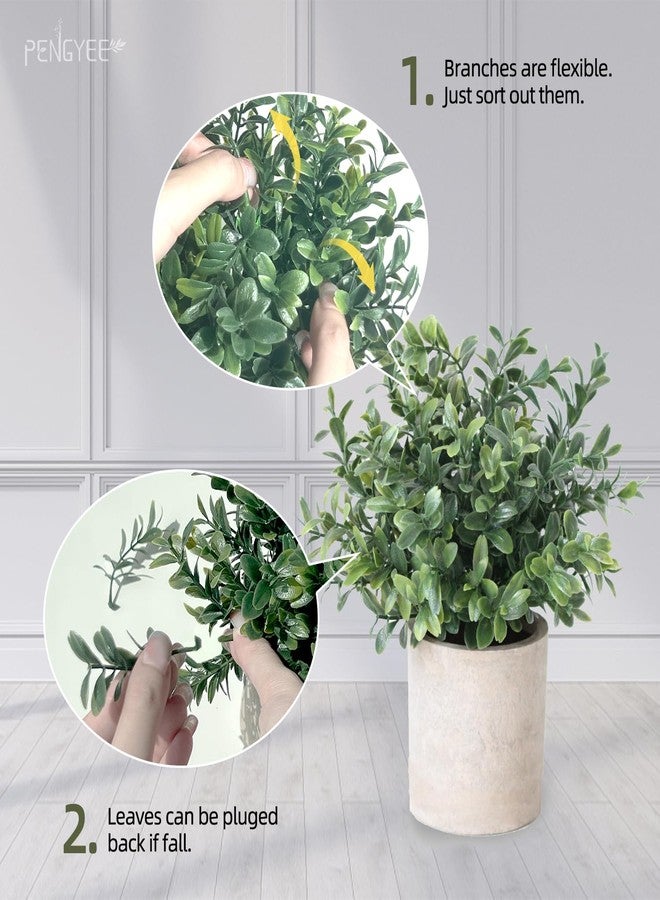 PENGYEE 4 Pack Small Fake Plants in Pulp Pots for Home Decor, Rustic Artificial Plants Indoor, Faux Plants Indoor for Bathroom Kitchen Office Desk Shelf Farmhouse Room Decor - Image 5