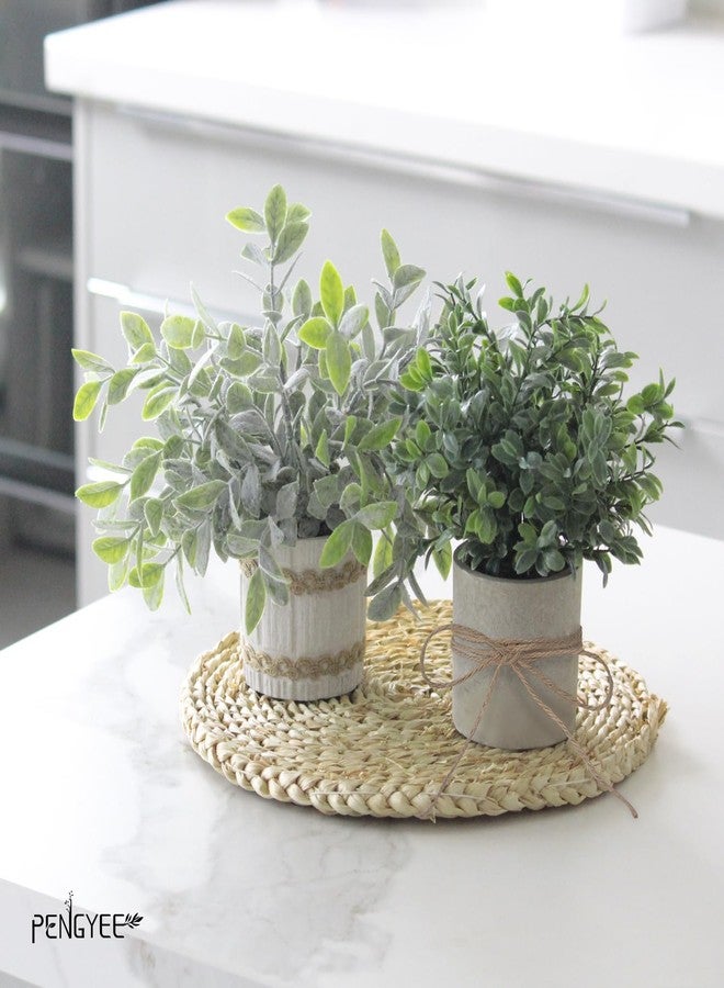 PENGYEE 4 Pack Small Fake Plants in Pulp Pots for Home Decor, Rustic Artificial Plants Indoor, Faux Plants Indoor for Bathroom Kitchen Office Desk Shelf Farmhouse Room Decor - Image 2