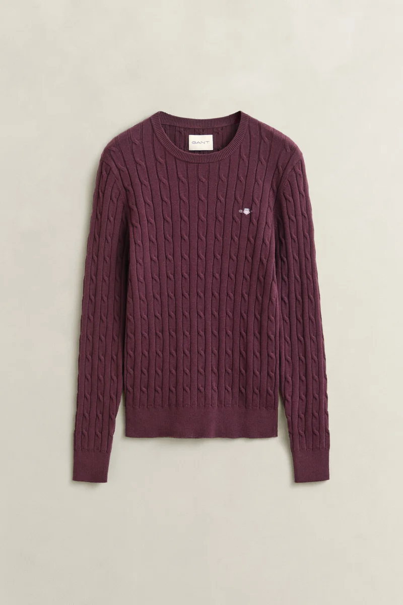 Gant  Stretch Cotton Cable C-Neck for Women | Best Price UAE