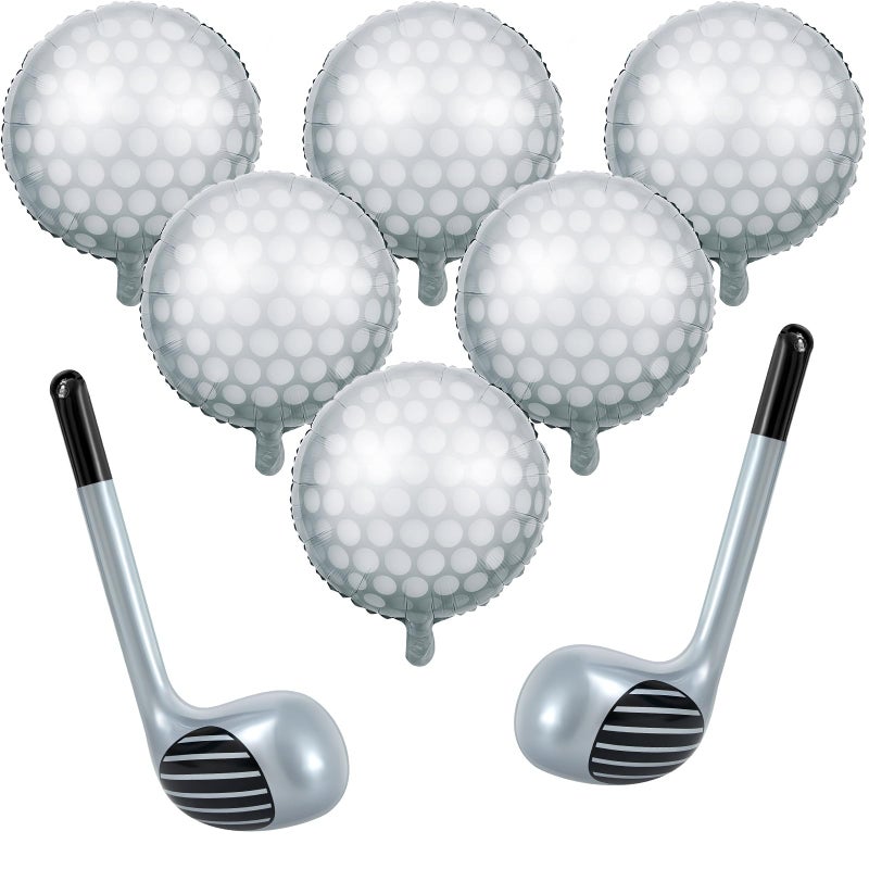 Rotatingpals 8 Pcs Golf Balloons Set 18'' Ball and 30'' Inflatable Club for Birthday Party Decorations, Golf Themed Events & Party Favors - Image 1
