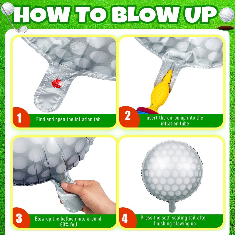 Rotatingpals 8 Pcs Golf Balloons Set 18'' Ball and 30'' Inflatable Club for Birthday Party Decorations, Golf Themed Events & Party Favors - Image 3