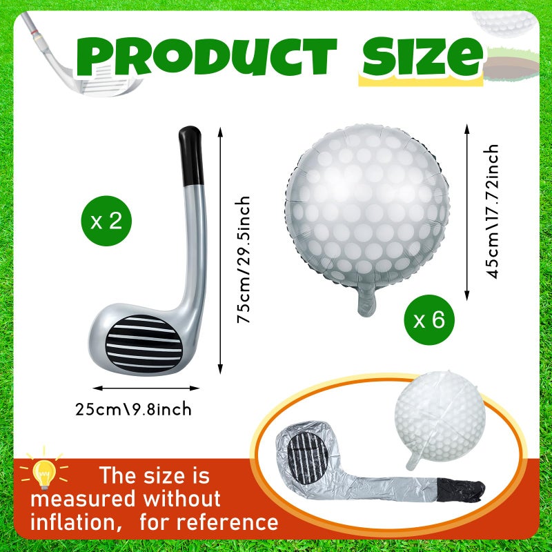 Rotatingpals 8 Pcs Golf Balloons Set 18'' Ball and 30'' Inflatable Club for Birthday Party Decorations, Golf Themed Events & Party Favors - Image 2