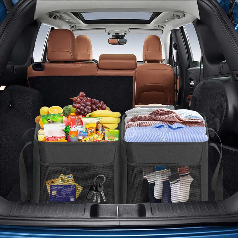 LHZK Standing Extra Large Utility Tote Bag with Metal Wire Frame and the Sides Rinforced, Extra Large Tote Bag with Handle, Reusable Grocery Bags Foldable, Beach Bag, Car Tote (Black) - Image 3
