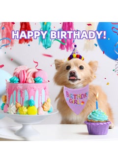 PUPTECK PUPTECK Dog Birthday Bandana Scarf with Cute Doggy Party Hat, Costume Decorations Supplies for Small Medium Large Dogs Boy Girl Outfit Gifts, Purple  - Image 2