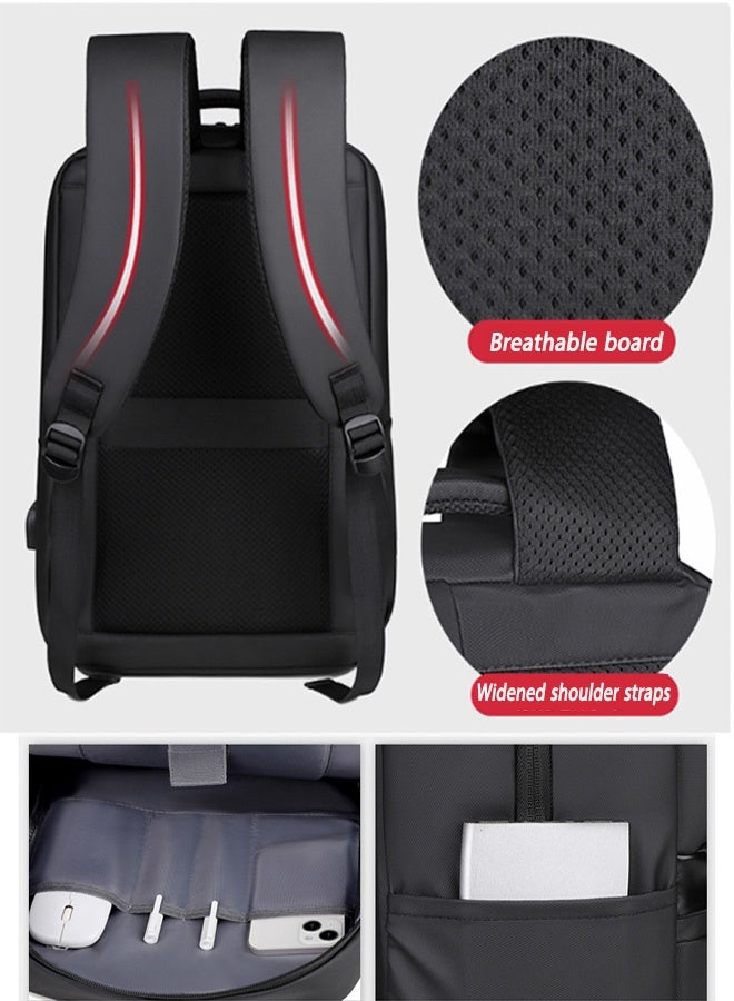 رويال حقيبة ظهر كبيرة جدًا للسفر للكمبيوتر المحمول بسعة 35 لترًا، حقيبة كمبيوتر مدرسية جامعية مقاومة للماء لأجهزة الكمبيوتر المحمولة مقاس 16 بوصة، حقيبة عمل معتمدة من شركات الطيران وحقيبة كمبيوتر مضادة للسرقة وحقائب كتب مدرسية جامعية هدايا للرجال والنساء (أسود) - Image 4