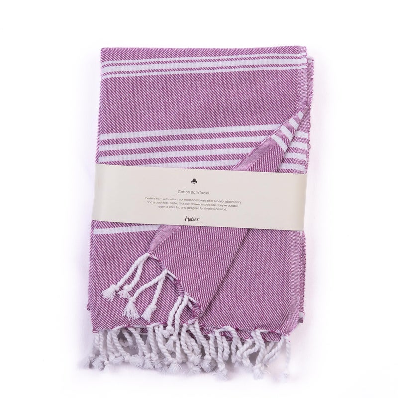 HABER - Premium Basic Large 100% Cotton Towel (152Cm X 76Cm) Soft, Absorbent and Comfortable Towels for Bath Large Size Quick Dry for Bath, Gym & Travel, Pack of 1pcs - Dew Purple - Image 1