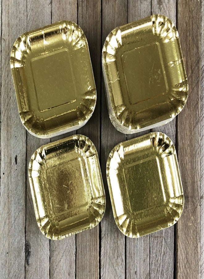Outside the Box Papers Gold Foil Mini Square Paper Plates - Appetizer Plate - Valentine Supply - Charcuterie Plate - Disposable Tableware - Heavyweight 4 x 4 Inches - 100 Pack - Image 4