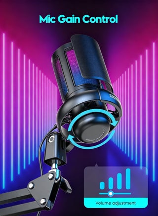 Gaming Microphone Set with Boom Arm,USB Mic for PC with RGB,Condenser Mic with Quick Mute,Pop Filter,Shock Mount, Rotate gain button,Boom Arm,Shock Mount,for PC PS4/5 Discord Twitch Podcasts YouTube,for Streaming - view 5