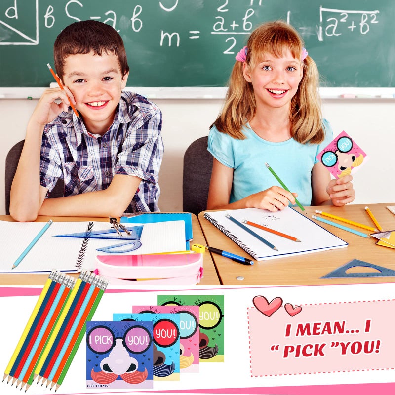 Sabary 24 Sets I Pick Your Nose Pencil Funny Nose Picking Valentine Cards Pencil Holder Cards with Pencils Exchange Gifts Prizes Valentines Party Favors - Image 5