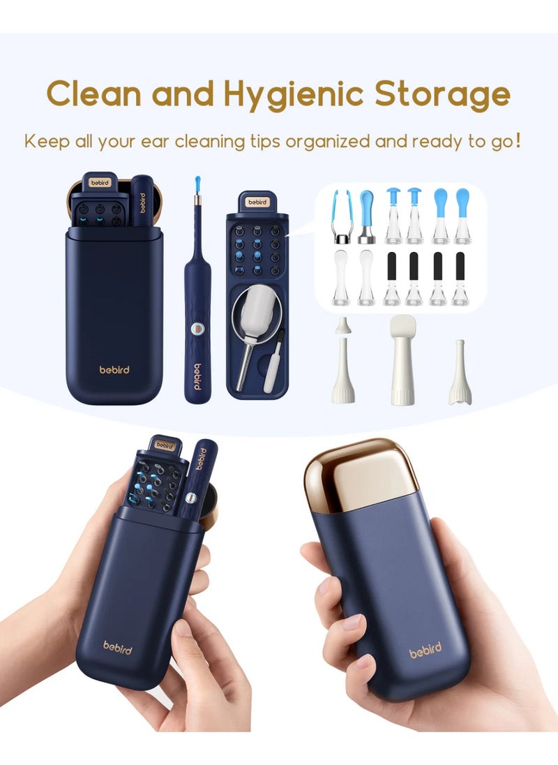 Bebird - BEBIRD Earsight Plus Ear Wax Removal Tool Camera & Light, Visual Earwax Cleaner with Cleaning Kit As Spade/Spoon/Picker/Tweezers Clean Ears for Family, Ear-Scope Wireless WiFi Connect (Dark Blue) - Image 1