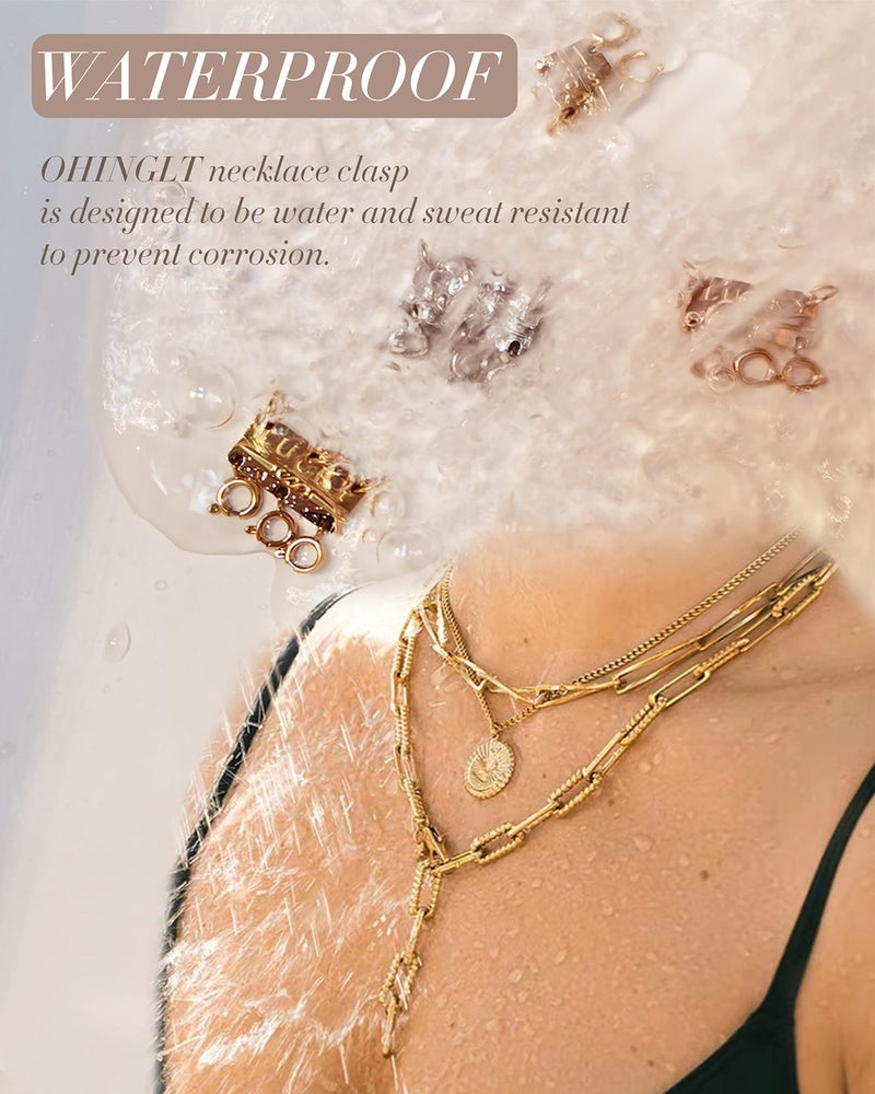 OHINGLT Lucky Necklace Layering Clasps Separator for Stackable,14K Gold and Silver Plated Multiple Necklace Clasps for Women - Image 4
