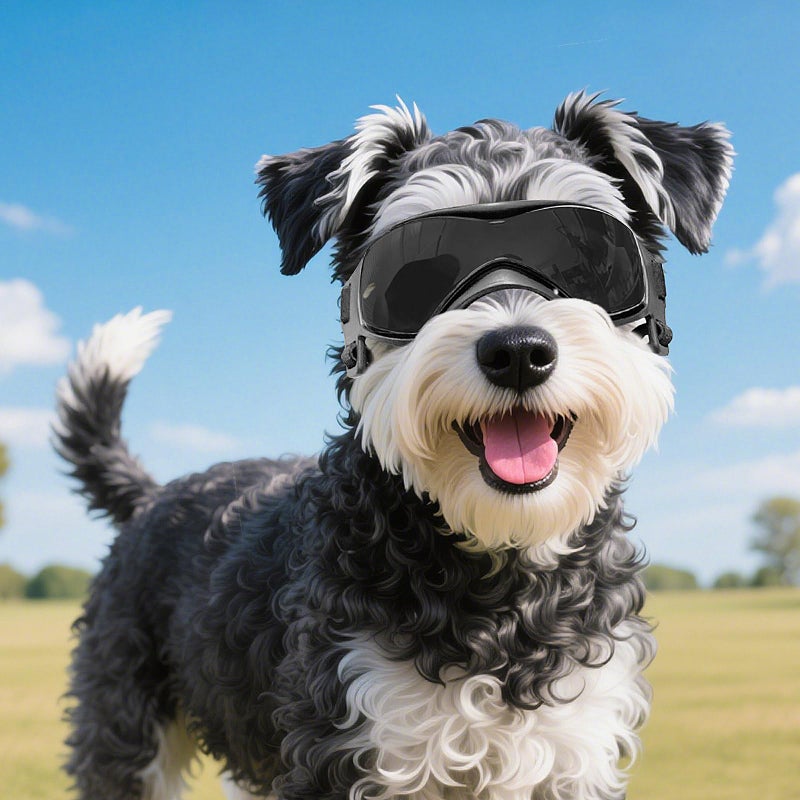 PETLESO Dog Goggles Medium Breed, Small Dog Sunglasses Anti-UV Goggles for Pet Eyes Protection, Adjustable Straps, Black M - Image 2