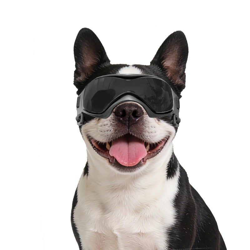 PETLESO Dog Goggles Medium Breed, Small Dog Sunglasses Anti-UV Goggles for Pet Eyes Protection, Adjustable Straps, Black M - Image 1