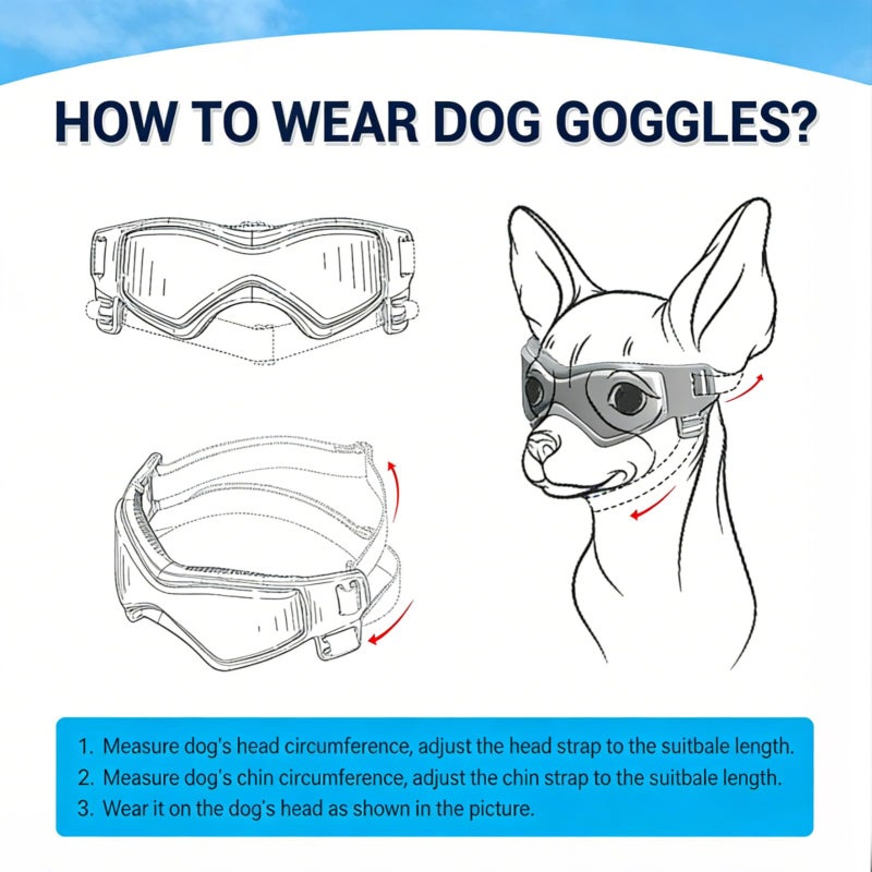 PETLESO Dog Goggles Medium Breed, Small Dog Sunglasses Anti-UV Goggles for Pet Eyes Protection, Adjustable Straps, Black M - Image 5