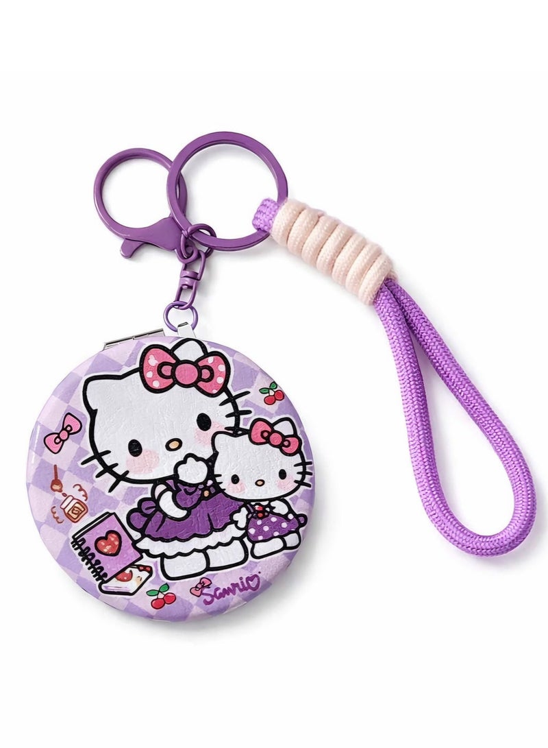 Hello Kitty Double Sided Pocket Mirror Hello Kitty Round Pocket Mirror with Wrist Strap & Keychain - Image 1