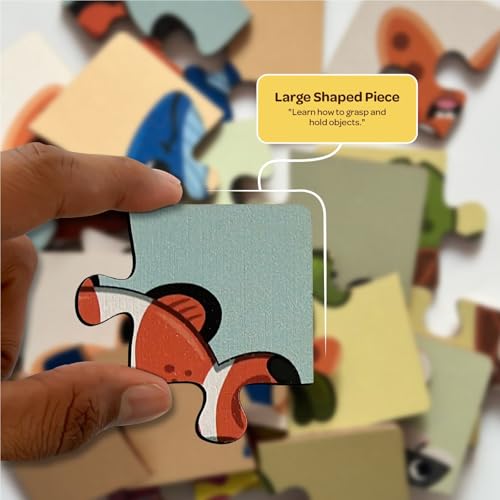 Mini Leaves Wooden Sea Animals Puzzle | 4-Piece Jigsaw Puzzles for Kids 2-5 Years | Educational Learning Toy for Toddlers | Preschool Activity for Shape & Color Recognition - Image 5