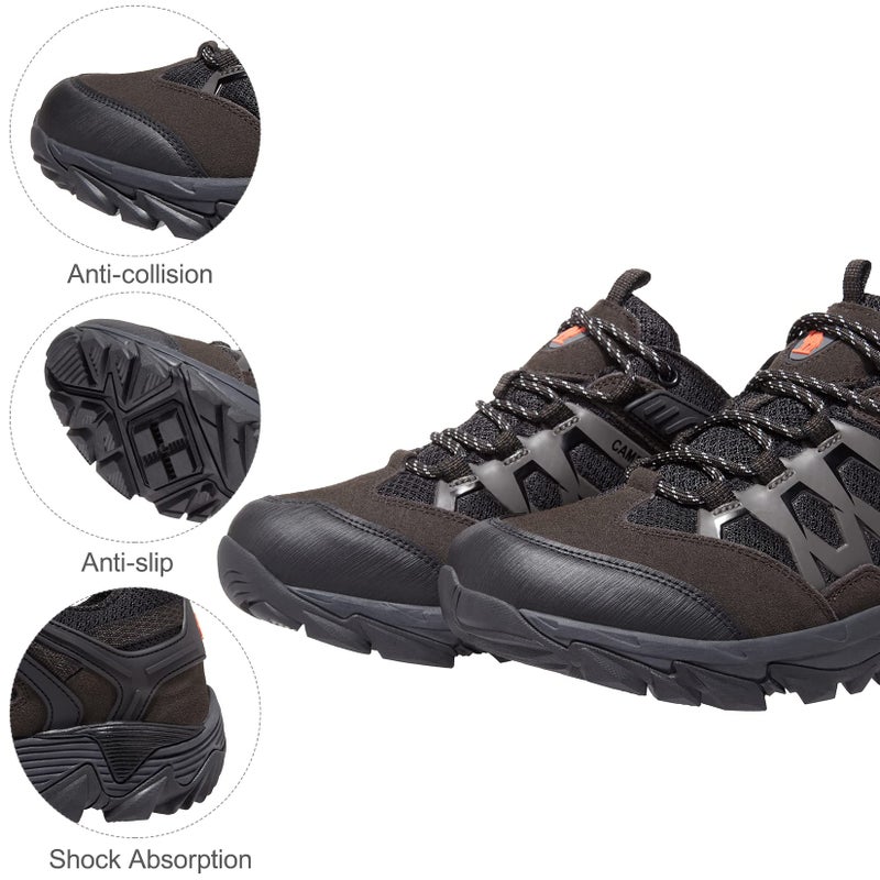 CAMEL CROWN Hiking Shoes Men Breathable Non-Slip Sneakers Lightweight Low Top for Outdoor Trailing Trekking Walking 7 Charcoal Grey - Image 4