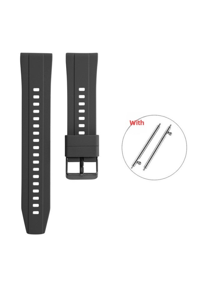 [ready Stock] Suitable For Huawei WatchGT4 Silicone Universal Watch Strap/gt2/gt3 With Quick Release Switch Earrings-Color:C1 Black-black Buckle-Specifications:20MM  - Image 1