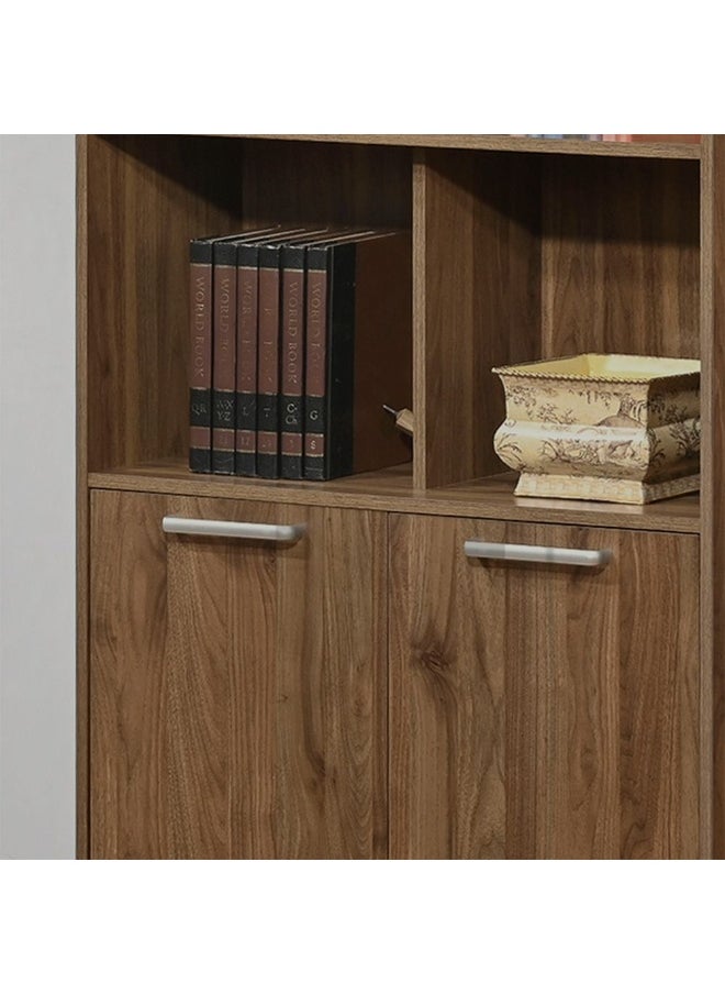 DANUBE HOME Supreme 2-Door Bookcase with Open Shelves – Modern Wooden Storage Cabinet for Books, Decor & Files – Living Room, Office, Study Furniture Organizer-Light Walnut  - Image 3
