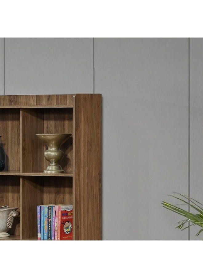 DANUBE HOME Supreme 2-Door Bookcase with Open Shelves – Modern Wooden Storage Cabinet for Books, Decor & Files – Living Room, Office, Study Furniture Organizer-Light Walnut  - Image 5